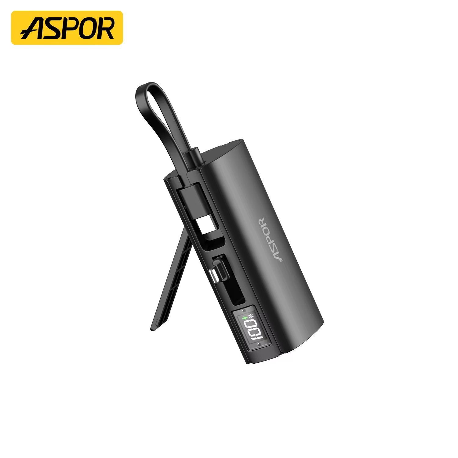 Aspor A352 5000mAh Mini Power Bank | Flexible Built-in Type-C