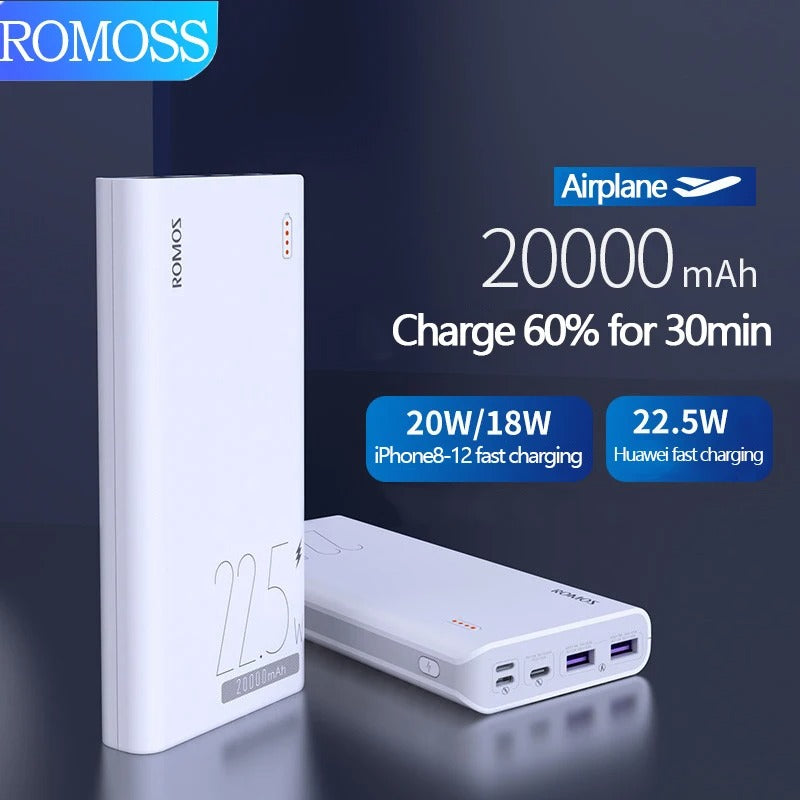 ROMOSS 20000mAh Fast Charging Power Bank | Universal Portable Phone Charger