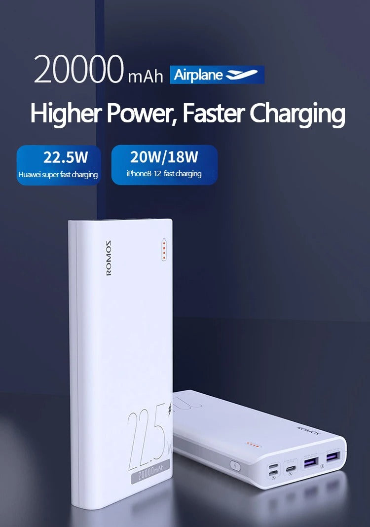 ROMOSS 20000mAh Fast Charging Power Bank | Universal Portable Phone Charger