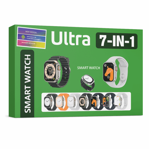 Ultra 7-in-1 Smart Watch with 2.1" HD Screen & 7 Straps | Call, Health & Fitness Companion